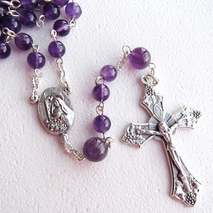 Saint Rita Genuine Amethyst Bead Handmade Rosary