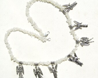 Angel Archangel Moonstone Nugget 20 Inch Necklace