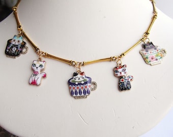 Cat Lover Cat Charm Necklace Crazy Cat Lady Charm Necklace