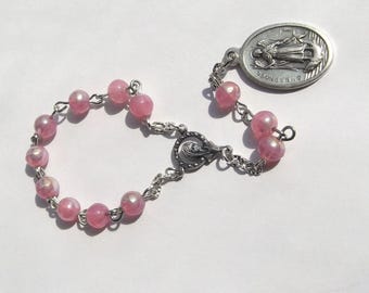 St. Raphael the Archangel Chaplet Opal Rose Glass Chaplet