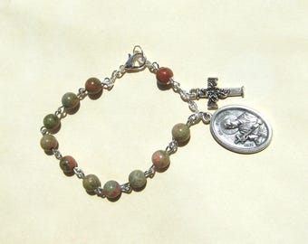 Saint Gerard Majella Unakite Bracelet