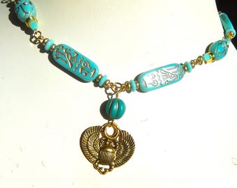 Scarab  and Cartouche Necklace