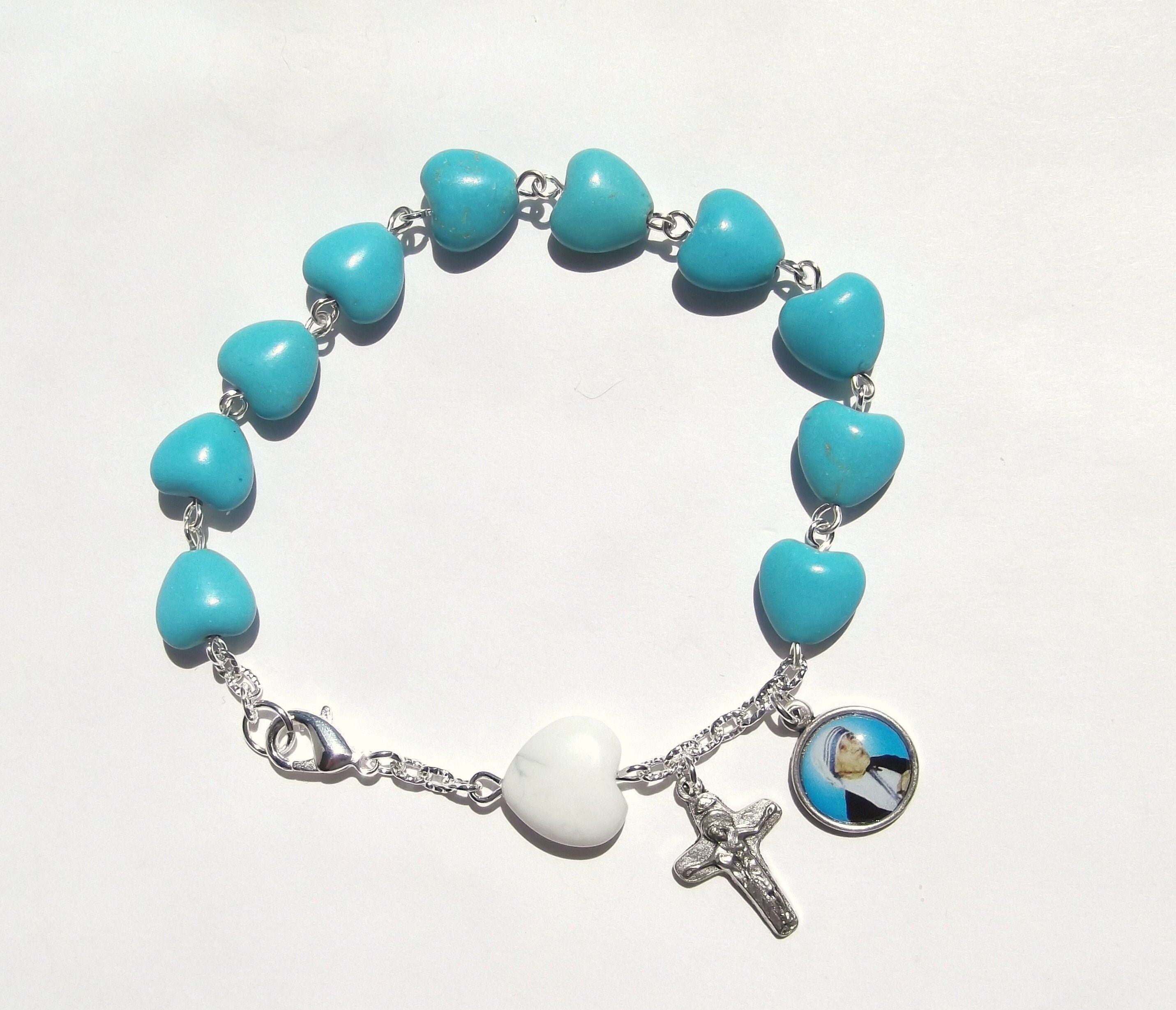 catholic rosary bracelet turquoise cross beaded| Alibaba.com