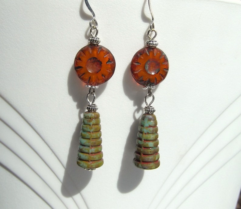 Sun Pyramid Egyptian Revival Earrings