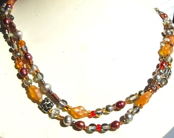 Freshwater Pearl and Glass Bead 22 Inch Necklace
