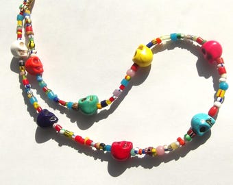 Day of the Dead Sugar Skull 18 Inch Necklace Dia de Los Muertos