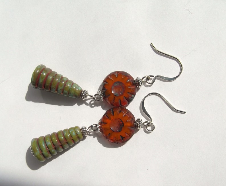 Sun Pyramid Egyptian Revival Earrings