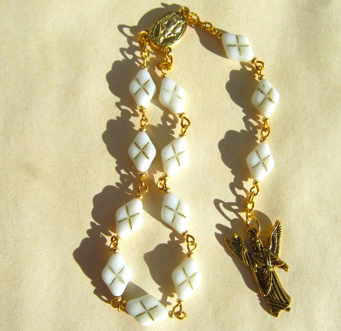 Saint Raphael the Archangel Cross Glass Bead Chaplet - Etsy