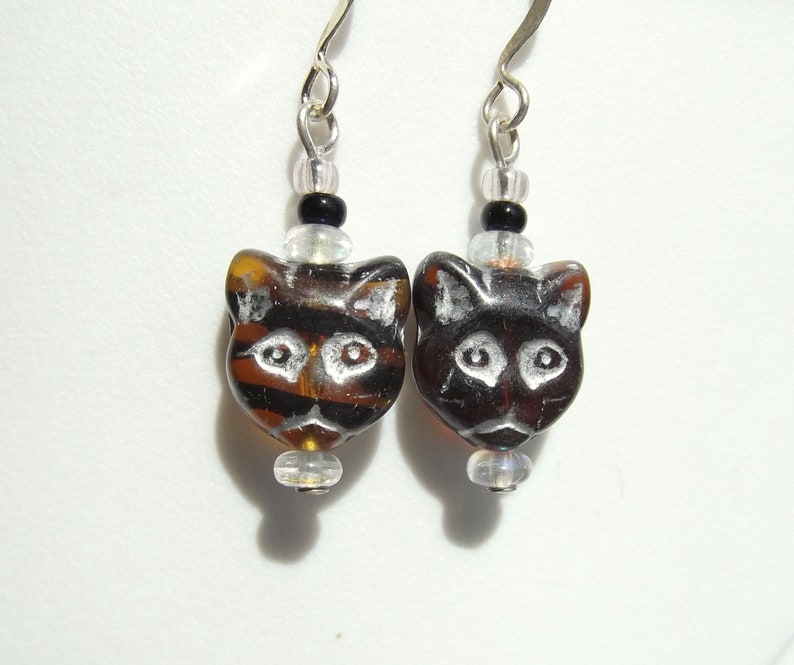 Not Quite a Pair Brown Cat Glass Earrings