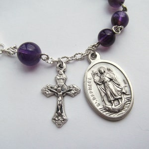 Amethyst St. Raphael the Archangel Rosary Bracelet