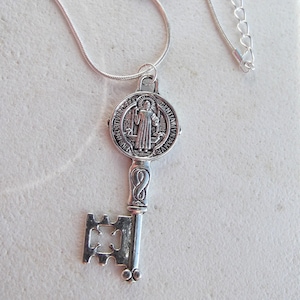 Saint Benedict Key Medal Necklace