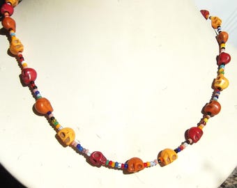 Day of the Dead Sugar Skull 22 Inch Necklace Dia de Los Muertos