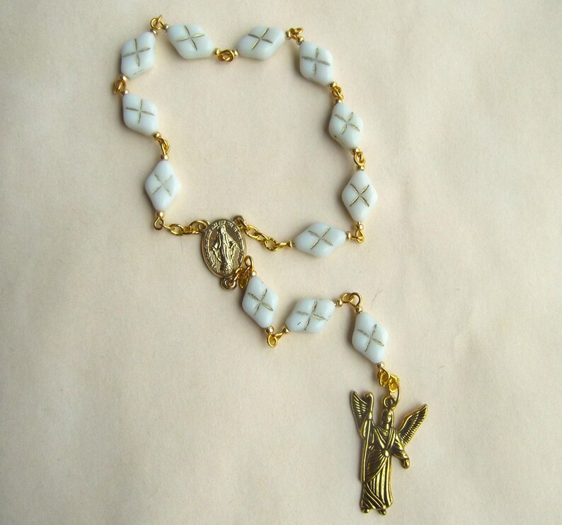 Saint Raphael the Archangel Cross Glass Bead Chaplet - Etsy