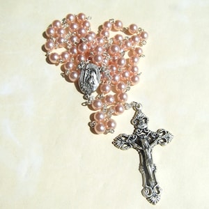 Saint Rita of Cascia Pale Pink Glass Pearl Rosary