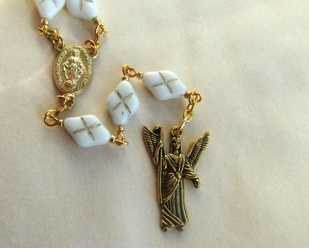Saint Raphael the Archangel Cross Glass Bead Chaplet - Etsy