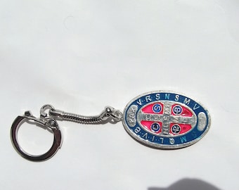 Saint Benedict Enamel Exorcism Medal Silver Keychain