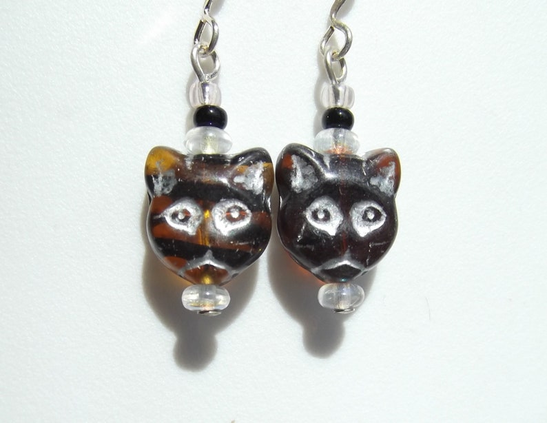 Not Quite a Pair Brown Cat Glass Earrings
