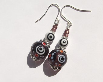 Purple and White Evil Eye Earrings