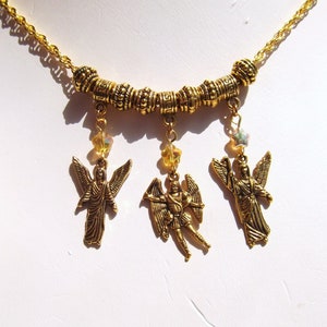 Angel Charm Gold 3 Archangel Charm Necklace