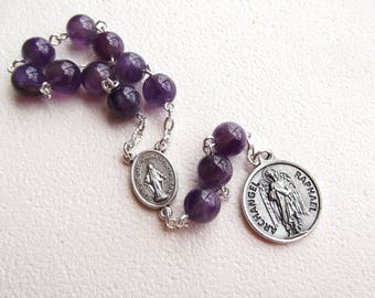 St. Raphael the Archangel Genuine Amethyst Stone Chaplet