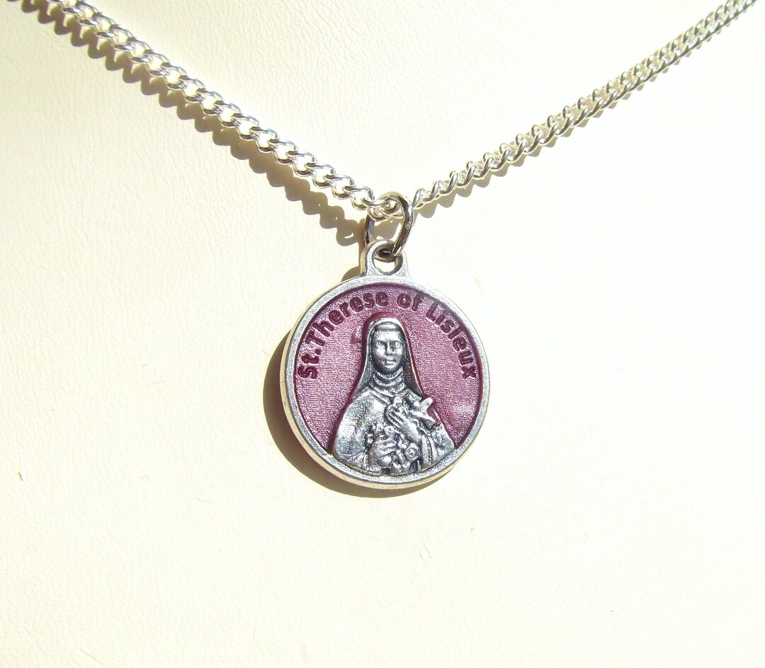 St Thérèse of Lisieux Enamel Medal Necklace With Prayer - Etsy