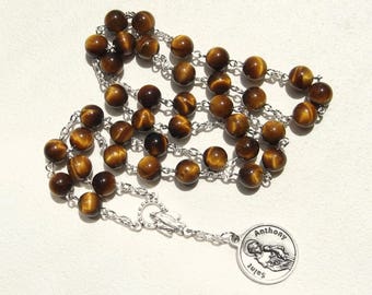 Saint Anthony of Padua Tigers Eye Chaplet