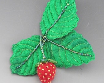 Strawberry Felt Brooch