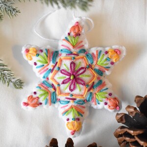 Red - Tree - Hand Embroidered Felt Christmas Decor Ornament 46 main image 1