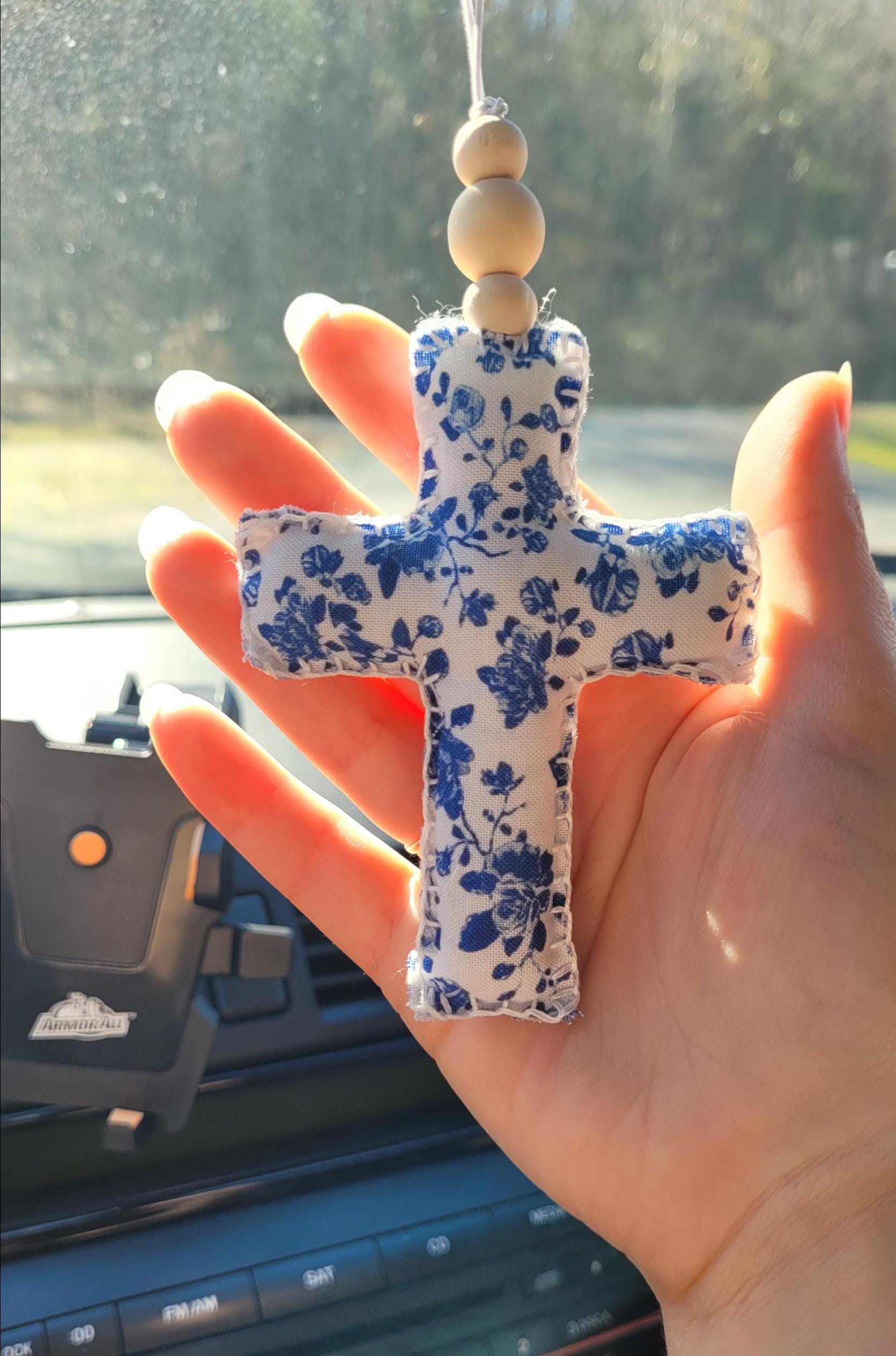 Personalized Cross Car Charm