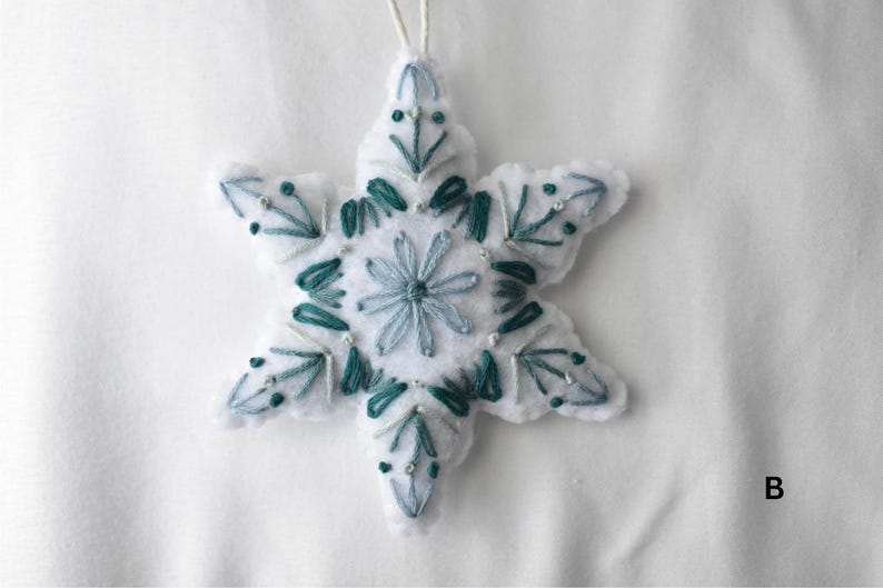 Blue - Bell - Hand Embroidered Felt Christmas Decor Ornament 39 main image 1