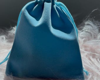 Blue Velvet Jewelry Pouch, Custom Text Wedding and Bridesmaid Favor Bag