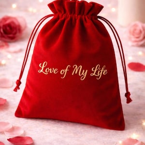 Personalized Velvet Drawstring Bag | Custom Logo Gift Pouch, 8x10