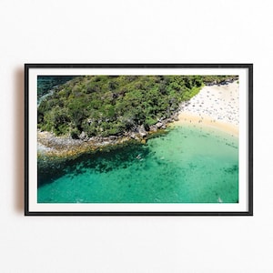 Impresión artística de pared de Manly Shelly Beach: decoración costera de Sídney, póster del océano australiano, obra de arte enmarcada para casa de playa, regalo de viaje a la playa.