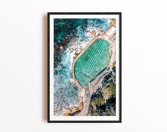 Bronte Beach Print, Australien Ozean Wandkunst, Sydney Wahrzeichen Poster