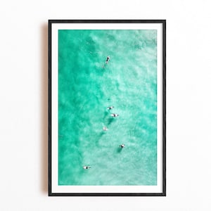 Surf Wall Art Print, Coastal Decor for Beach House, Surfer Gift, Australian Ocean Print Gift, Aerial Surf Wall Art Print, Ocean Lover Gift