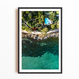 Impresión de la playa de Manly, Sídney: arte mural costero australiano, póster oceánico enmarcado, regalo único para él o ella, decoración del hogar, foto aérea moderna