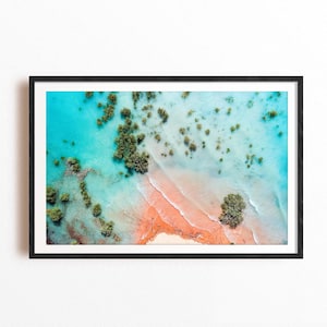 Broome Beach Aerial Print, Western Australia Abstract Wall Art, Ocean Poster