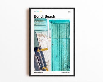 Bondi Beach Icebergs Australia Art Print, Travel Poster (Digital Download)