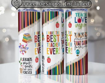 Teacher Tumbler Wrap Seamless Sublimation Teacher Appreciation Design PNG, 20 oz 30oz Skinny Tumbler Wrap Teacher Life Tumbler PNG Download