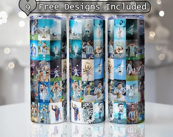 Messi Tumbler Wrap, Messi goat Digital Tumbler Sublimation Design, 20 oz 30 oz Skinny Tumbler Digital Png, Messi Tumbler Digital