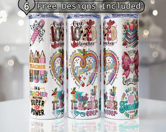 Teacher Tumbler Wrap Seamless Sublimation Teacher Appreciation Design PNG, 20 oz 30oz Skinny Tumbler Wrap Teacher Life Tumbler PNG Download