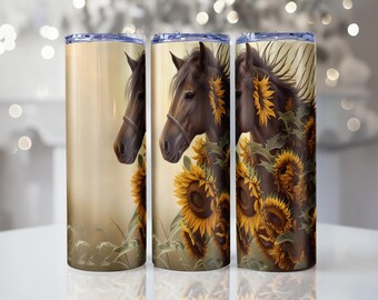 Brown Boho Horse Tumbler Wrap Design 20 oz 30 oz Skinny Tumbler Sublimation Digital Download only PNG Instant,Farm Ranch Animal Tumbler
