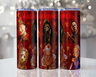 Halloween Straight Tumbler Wrap Png, Scary Spooky 20oz 30oz Tumbler Design Png, Horror Movie Tumbler Wrap, Digital Download