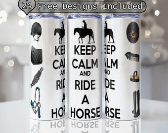 Equestrian Life Tumbler Wrap Sublimation Design, Horse Riding Lover Gift Skinny 20oz 30oz Straight Tumbler PNG Template, Digital Download