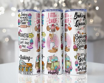 Baking 20oz 30oz Skinny Tumbler Sublimation Designs, Baking Life Sublimation PNG File Baker tumbler png, Baking tumbler Png, digital file