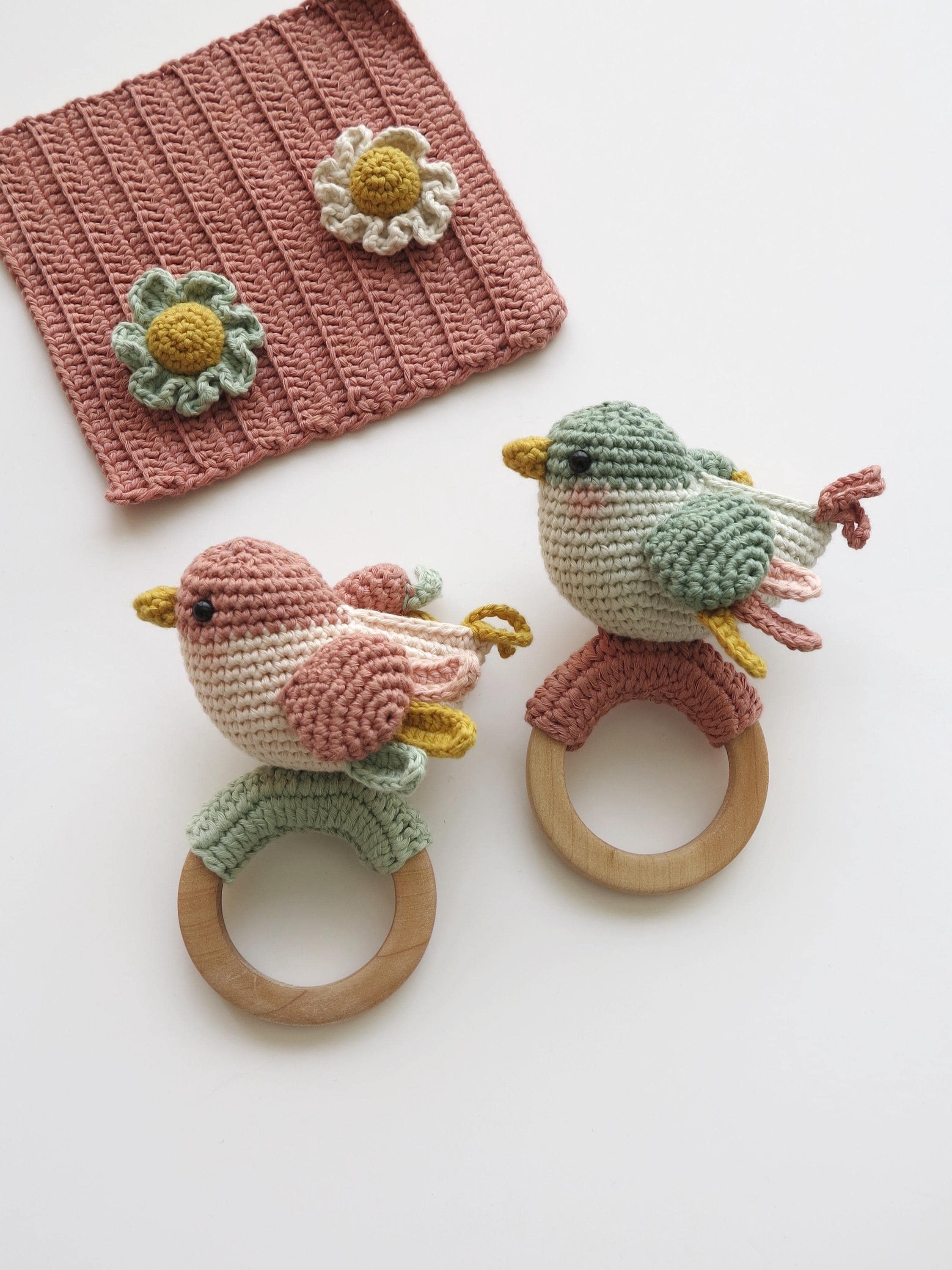 Crochet Rattle Pattern Rainbow Bird, Amigurumi Animal Baby Rattle Toy ...