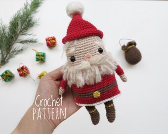 Patron au crochet Père Noël, Tutoriel Amigurumi de Noël, Modèle de jouet au crochet facile, Modèle de poupée de Noël PDF