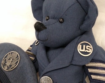 Military Memory Bear made from loved ones uniform, keepsake, memorial