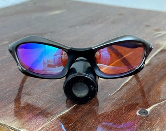 小物 90s Oakley Splice 90's Oakley Splice Vintage Rainbow and Gray Metal Sunglasses