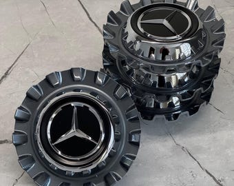 Zestaw 4 oryginalnych emblematów na piastę koła Mercedes Benz W167 X290 X247 X167 AMG GT 00040069007756 NOWY Gt Class Black Chrome Star
